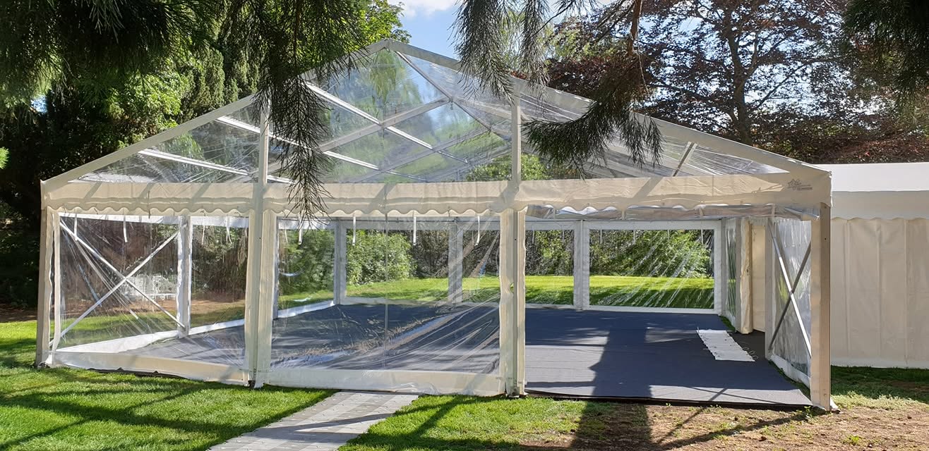 Clear span wedding marquee exterior Northamptonshire